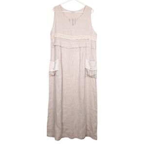 Match linen maxi jumper dress pockets Lagenlook prairie cottagecore shabby chic
